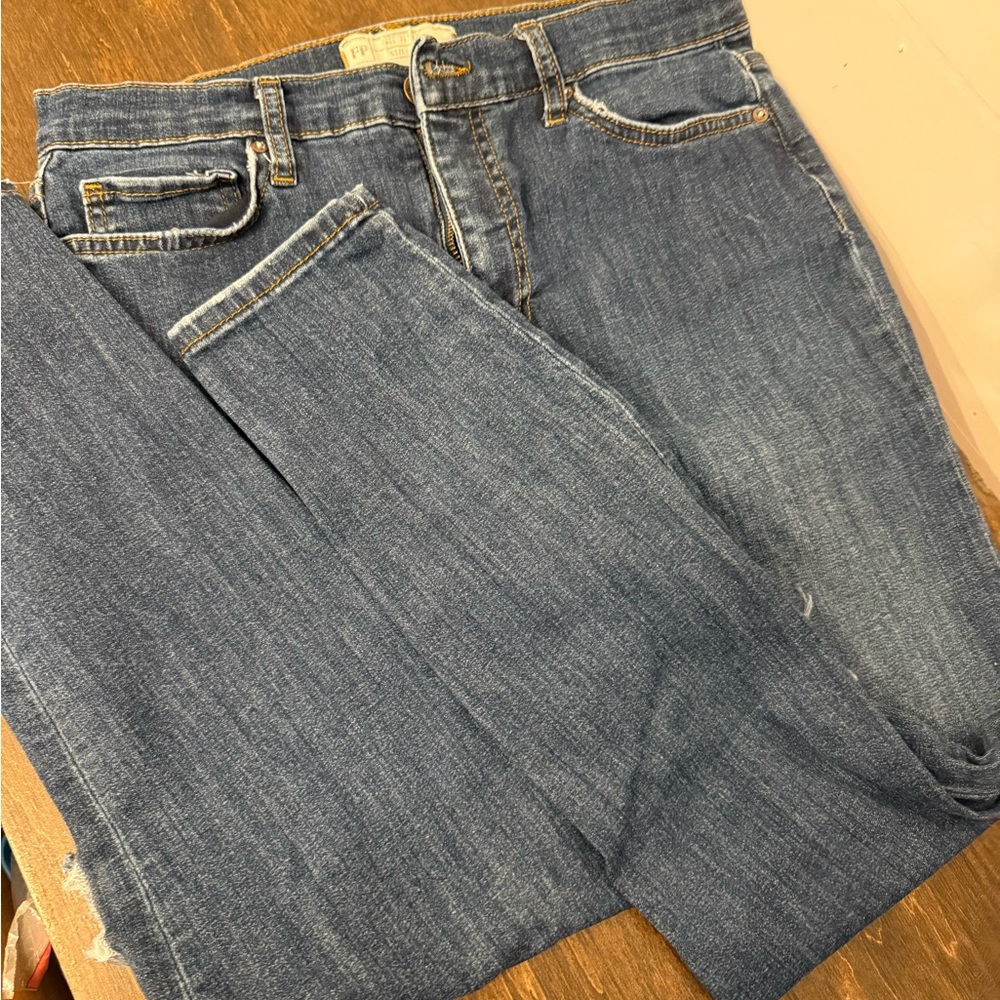 Free People distressed Blue Denim Jeans